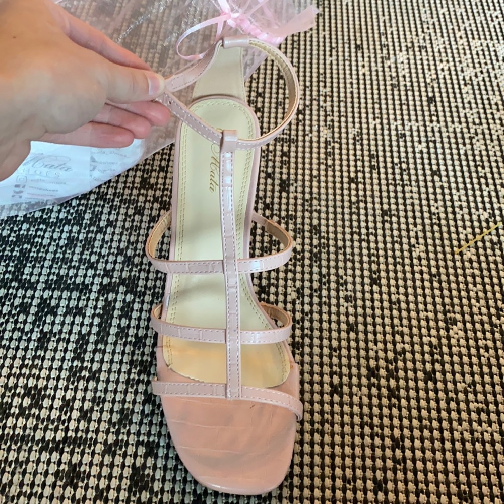 Light pink block heels